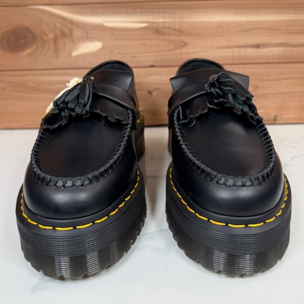 Dr Martens Women's Adrian Quad Black Leather Platform‎ Loafer Shoes size 9 - Picture 8 of 16
